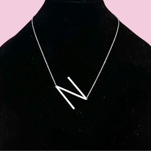 Cai silver tone sideway initial letter N necklace